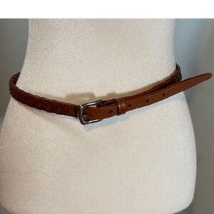 Vintage Eddie Bauer Braided Leather Belt Sz7/L Sm Width Brown Boho Cabincore
